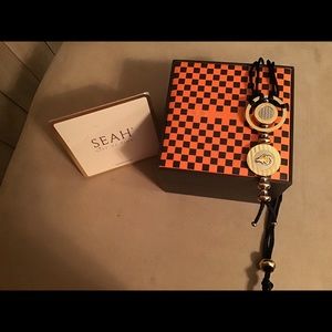 SEAH NIB AUTHENTIC ASTROLOGICAL ARIES ZODIAC SIGN BLACK GENUINE SILK NECKLACE